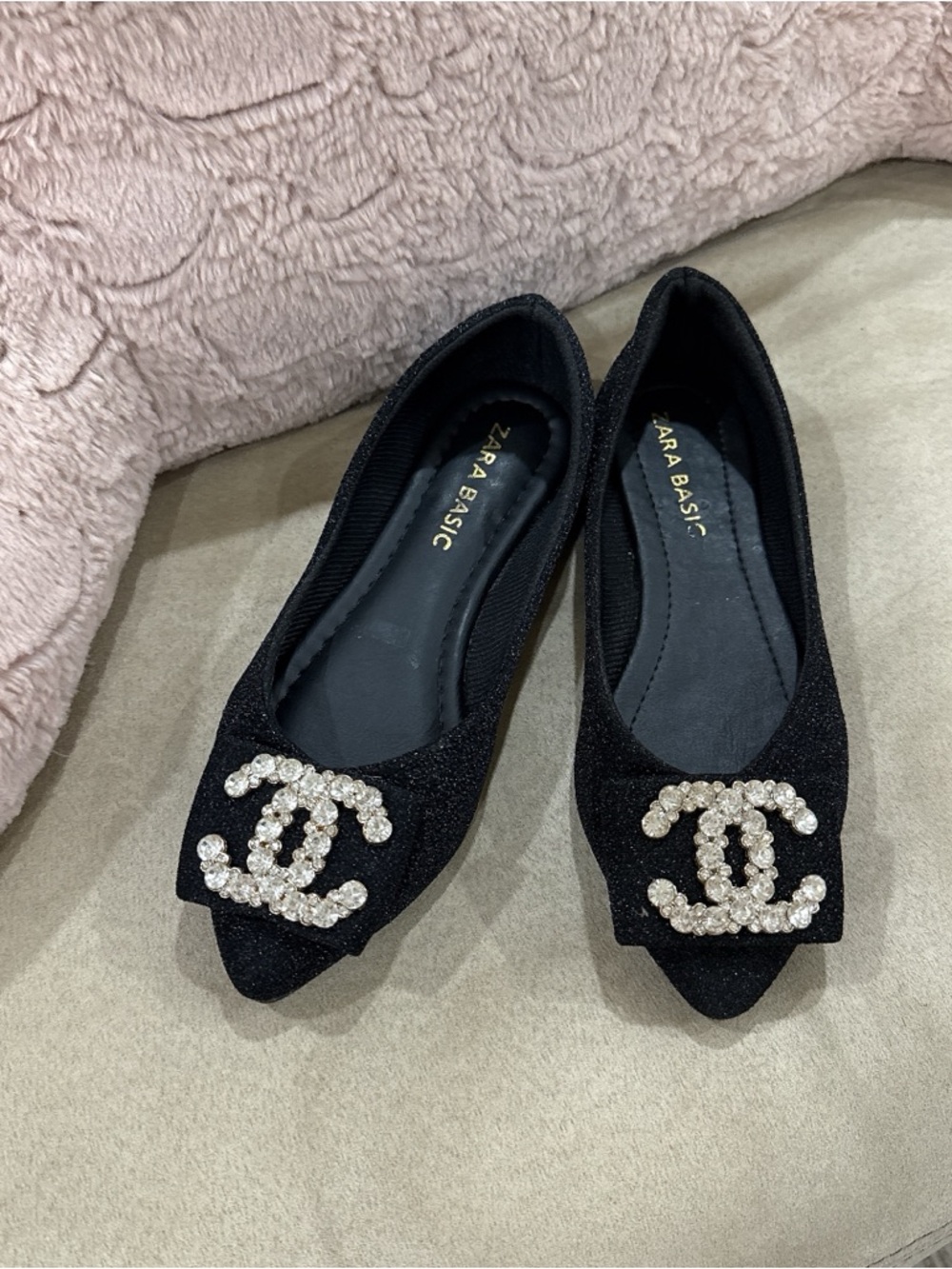 Black Sparkling flats